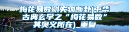 梅花易数测失物断卦(中华古典玄学之“梅花易数”其奥义所在)_重复