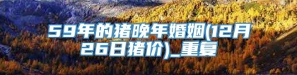 59年的猪晚年婚姻(12月26日猪价)_重复