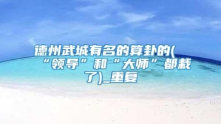 德州武城有名的算卦的(“领导”和“大师”都栽了)_重复