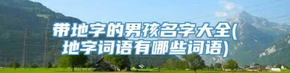 带地字的男孩名字大全(地字词语有哪些词语)
