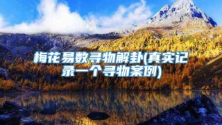 梅花易数寻物解卦(真实记录一个寻物案例)