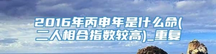 2016年丙申年是什么命(二人相合指数较高)_重复