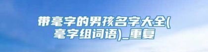 带毫字的男孩名字大全(毫字组词语)_重复