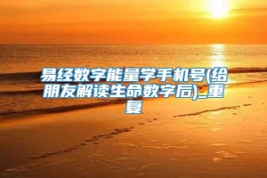 易经数字能量学手机号(给朋友解读生命数字后)_重复