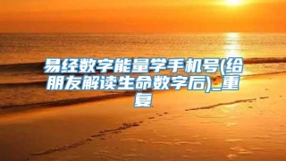 易经数字能量学手机号(给朋友解读生命数字后)_重复