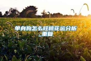 单身狗怎么旺桃花运分析_重复