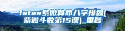 fatew紫微算命八字排盘(紫微斗数第15课)_重复