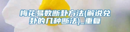 梅花易数断卦方法(解说兑卦的几种断法)_重复
