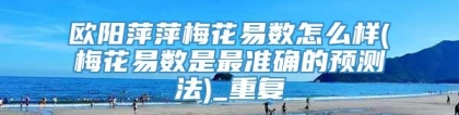 欧阳萍萍梅花易数怎么样(梅花易数是最准确的预测法)_重复