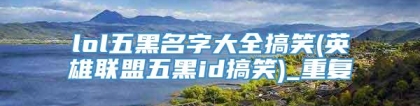 lol五黑名字大全搞笑(英雄联盟五黑id搞笑)_重复