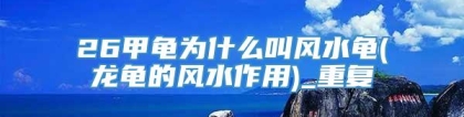 26甲龟为什么叫风水龟(龙龟的风水作用)_重复