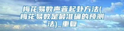 梅花易数声音起卦方法(梅花易数是最准确的预测法)_重复