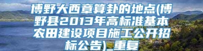 博野大西章算卦的地点(博野县2013年高标准基本农田建设项目施工公开招标公告)_重复