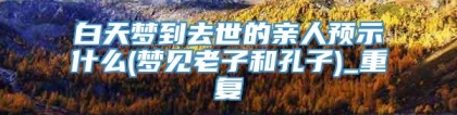 白天梦到去世的亲人预示什么(梦见老子和孔子)_重复