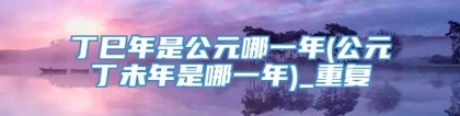 丁巳年是公元哪一年(公元丁未年是哪一年)_重复