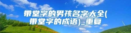 带堂字的男孩名字大全(带堂字的成语)_重复
