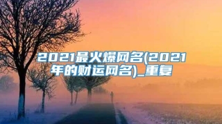 2021最火爆网名(2021年的财运网名)_重复