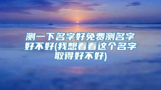 测一下名字好免费测名字好不好(我想看看这个名字取得好不好)