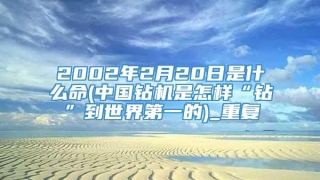 2002年2月20日是什么命(中国钻机是怎样“钻”到世界第一的)_重复