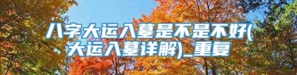 八字大运入墓是不是不好(大运入墓详解)_重复