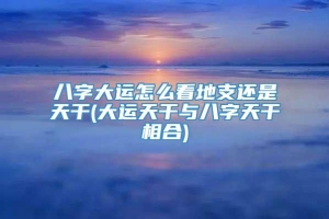 八字大运怎么看地支还是天干(大运天干与八字天干相合)