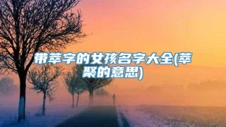 带萃字的女孩名字大全(萃聚的意思)