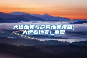 大运地支与命局地支相合(大运看地支)_重复