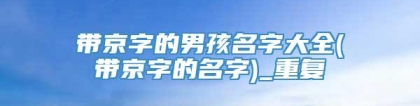 带京字的男孩名字大全(带京字的名字)_重复