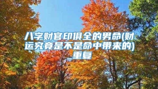 八字财官印俱全的男命(财运究竟是不是命中带来的)_重复