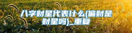 八字财星代表什么(偏财是财星吗)_重复