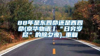 88年是东四命还是西四命(京华物语丨“日穷岁尽”的除夕夜)_重复