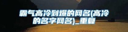 霸气高冷到爆的网名(高冷的名字网名)_重复