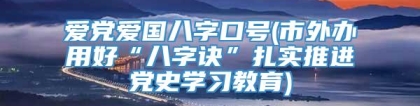 爱党爱国八字口号(市外办用好“八字诀”扎实推进党史学习教育)