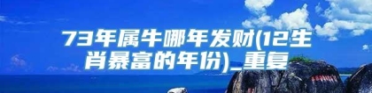 73年属牛哪年发财(12生肖暴富的年份)_重复
