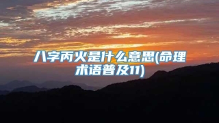 八字丙火是什么意思(命理术语普及11)