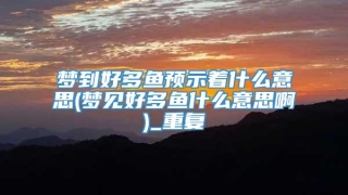 梦到好多鱼预示着什么意思(梦见好多鱼什么意思啊)_重复