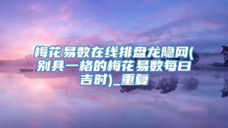 梅花易数在线排盘龙隐网(别具一格的梅花易数每曰吉时)_重复