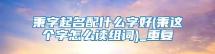 秉字起名配什么字好(秉这个字怎么读组词)_重复