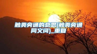 触类旁通的意思(触类旁通同义词)_重复