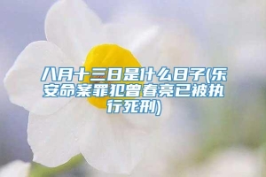 八月十三日是什么日子(乐安命案罪犯曾春亮已被执行死刑)