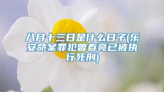八月十三日是什么日子(乐安命案罪犯曾春亮已被执行死刑)