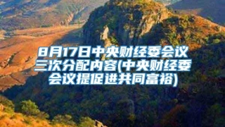 8月17日中央财经委会议三次分配内容(中央财经委会议提促进共同富裕)