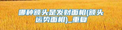 哪种额头是发财面相(额头运势面相)_重复