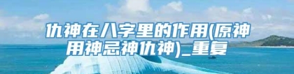 仇神在八字里的作用(原神用神忌神仇神)_重复