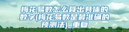 梅花易数怎么算出具体的数字(梅花易数是最准确的预测法)_重复