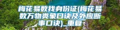 梅花易数找身份证(梅花易数万物类象口诀及外应断事口诀)_重复