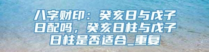 八字财印：癸亥日与戊子日配吗，癸亥日柱与戊子日柱是否适合_重复