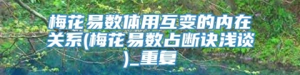 梅花易数体用互变的内在关系(梅花易数占断诀浅谈)_重复