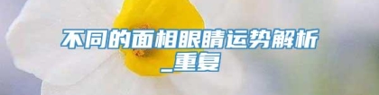 不同的面相眼睛运势解析_重复