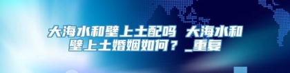 大海水和壁上土配吗 大海水和壁上土婚姻如何？_重复